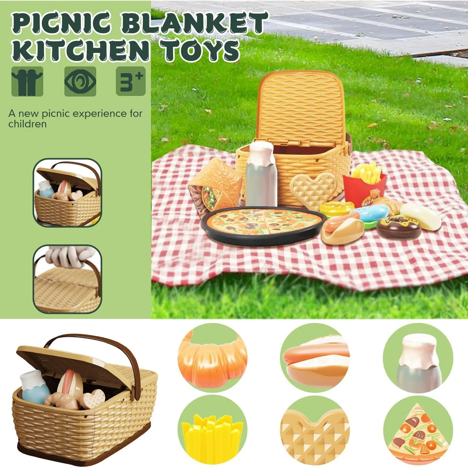 Juego de cortar comida, juego de cocina, cesta de comestibles, juguetes de comida para niños pequeños, niñas y niños, frutas postizas educativas, verduras