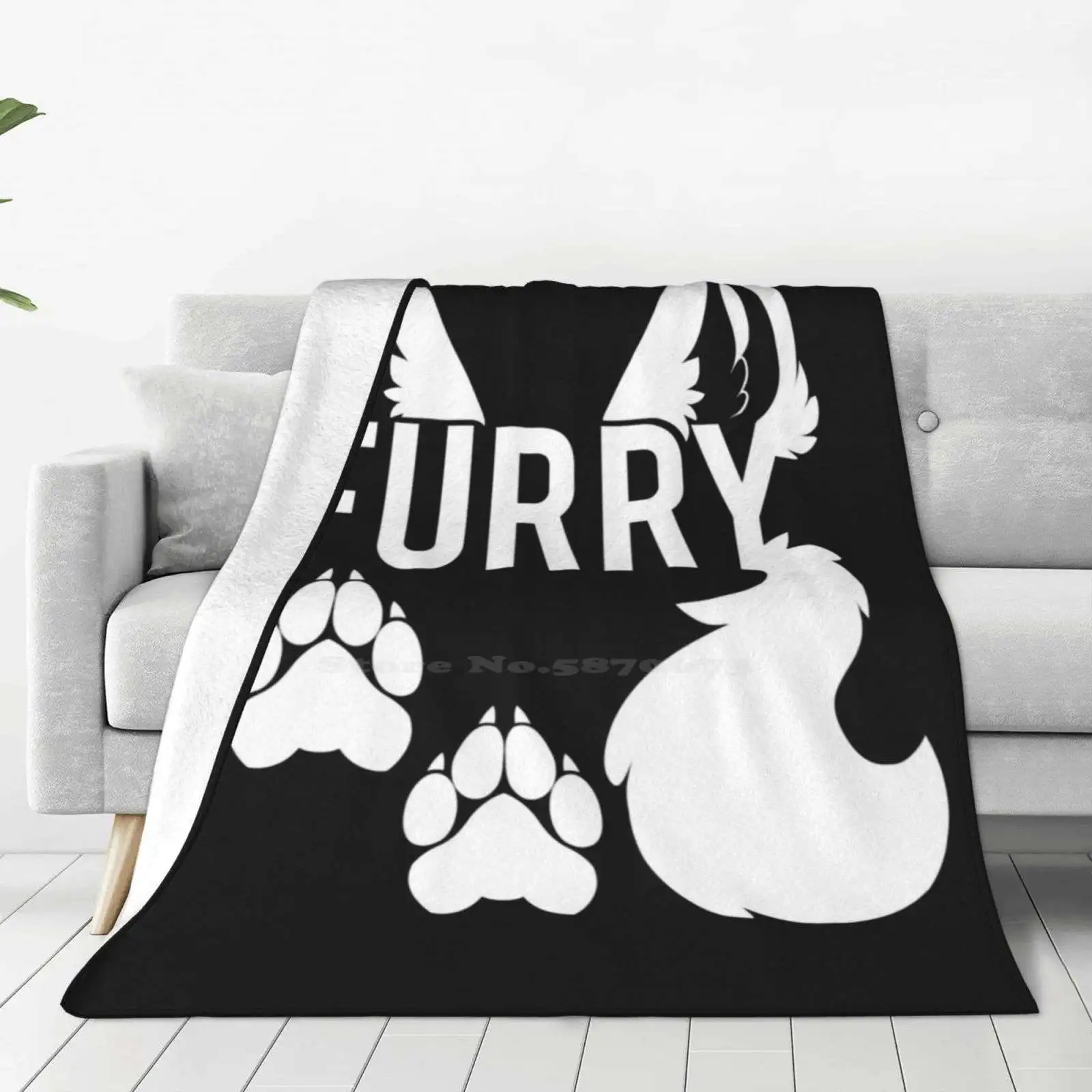 Furry-White Text - Hot Sale Printing High Qiality Warm Flannel Blanket Furry Anthropomorphic Anthropomorphism Furries Fluffy