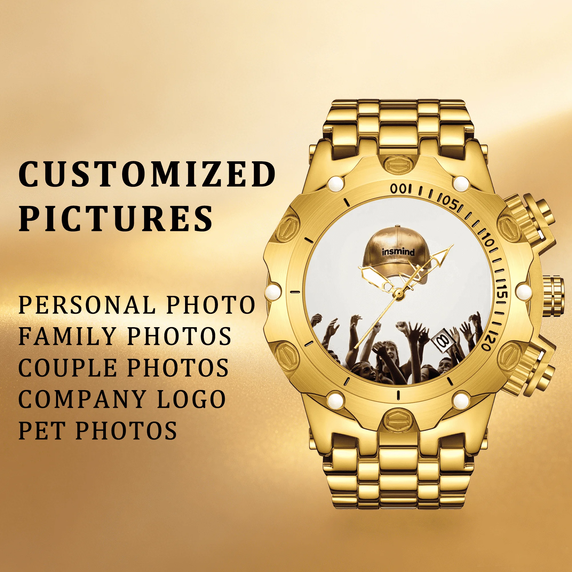 DIY Customizable Men's Watch with Personalized Image: Stylish, Cool, and Fashionable Large Dial Waterproof Quartz Watch Reloj