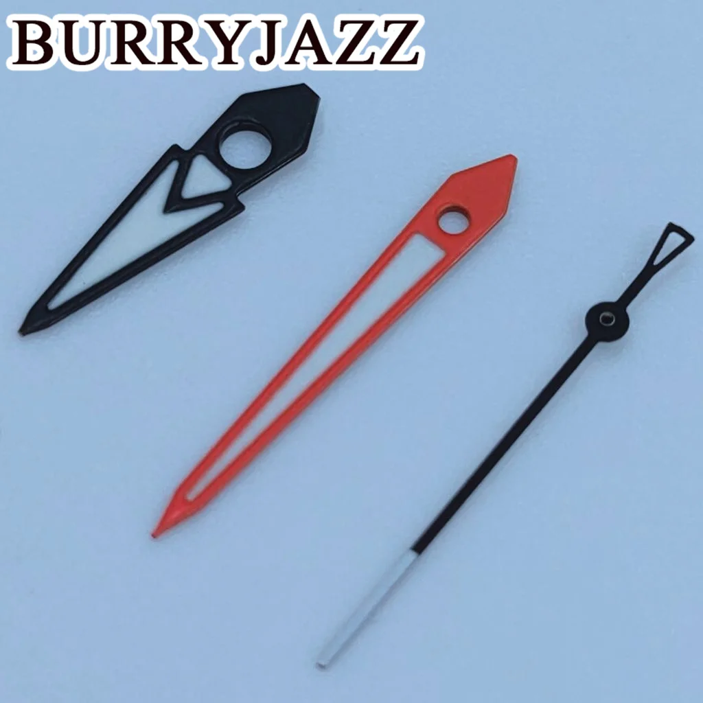 BURRYJAZZ NH35 NH36 NH38 7S26 7S36 4R35 4R36 Watch Hands Black Red Hands Green Luminous