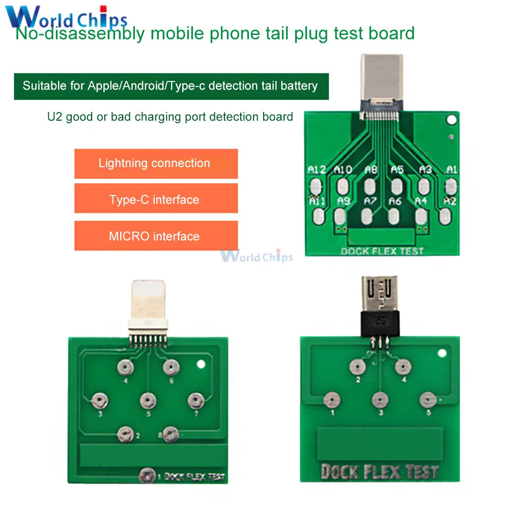 Disassembly-free Tester Micro USB Dock Flex Test Board U2 Battery Power Charging Dock Test Tool for iPhone Android Type-C Phone