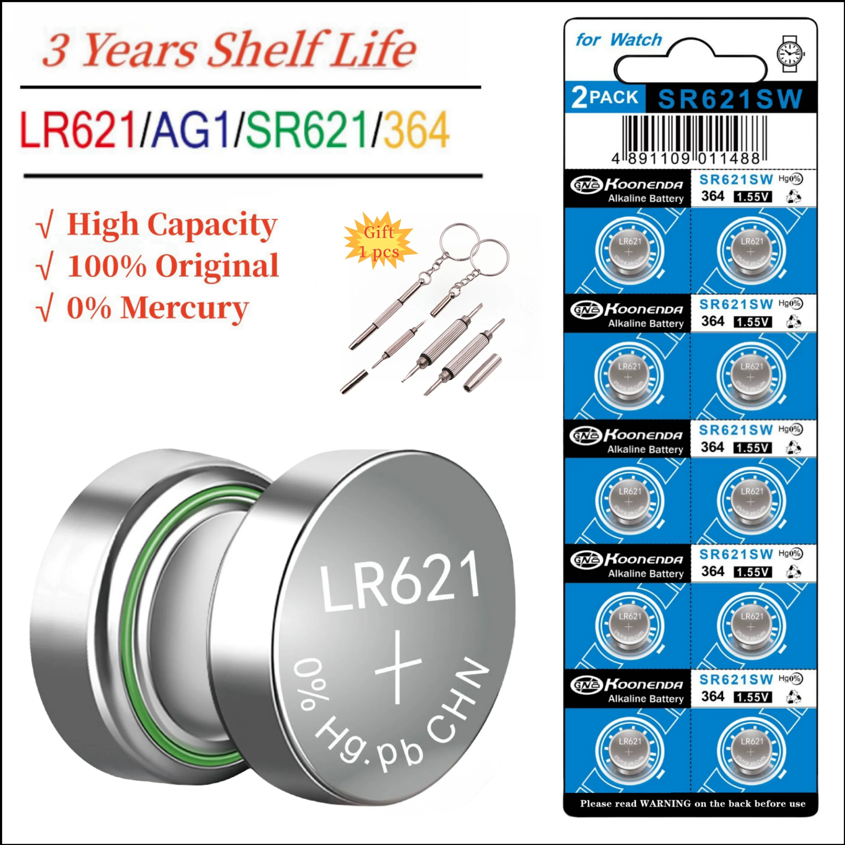 

10-100PCS AG1 SR621SW Watch Battery Long-Lasting & Leak-Proof High Capacity Silver Oxide 1.55V Button Cell Batteries for Watch