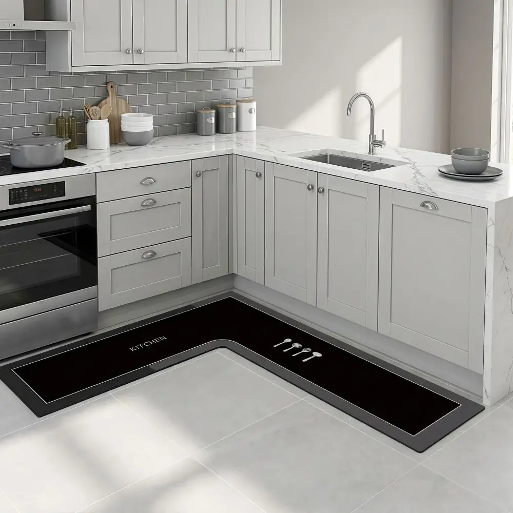 L-Shaped Kitchen Corner Carpet Water Absorbent Anti-slip Kitchen Rug Stain-resistant Oil-resistant Bathroom Mat For Home Corner