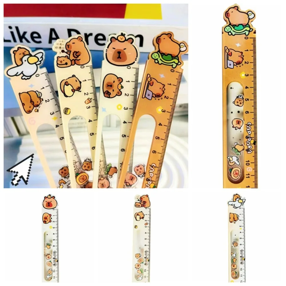 Stationery Capybara Boring Shaking Toy Ruler Swinging Toy Kawaii Student Straight Ruler Funny Cute Math Drawing Ruler Award Gift