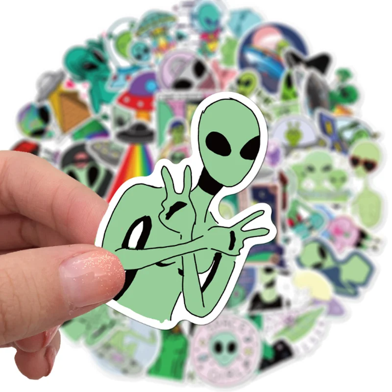 50PCS Cartoon Alien Graffiti Waterproof Stickers Creative Trendy Fridge Skateboard Mug Guitar Helmet Guitar  Decoration Stickers