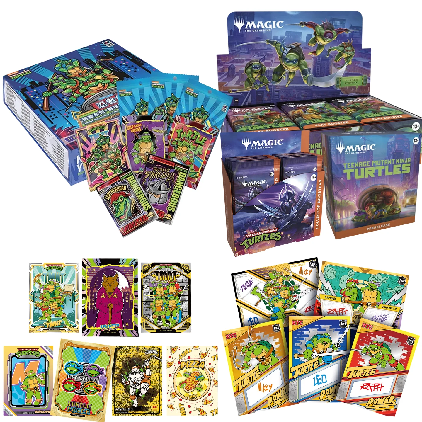 TMNT 40th Anniversary Mirror Premium Urban Heroes Collector Cards, Rare Holographic City Themed Cards Nostalgic Anime Blind Box