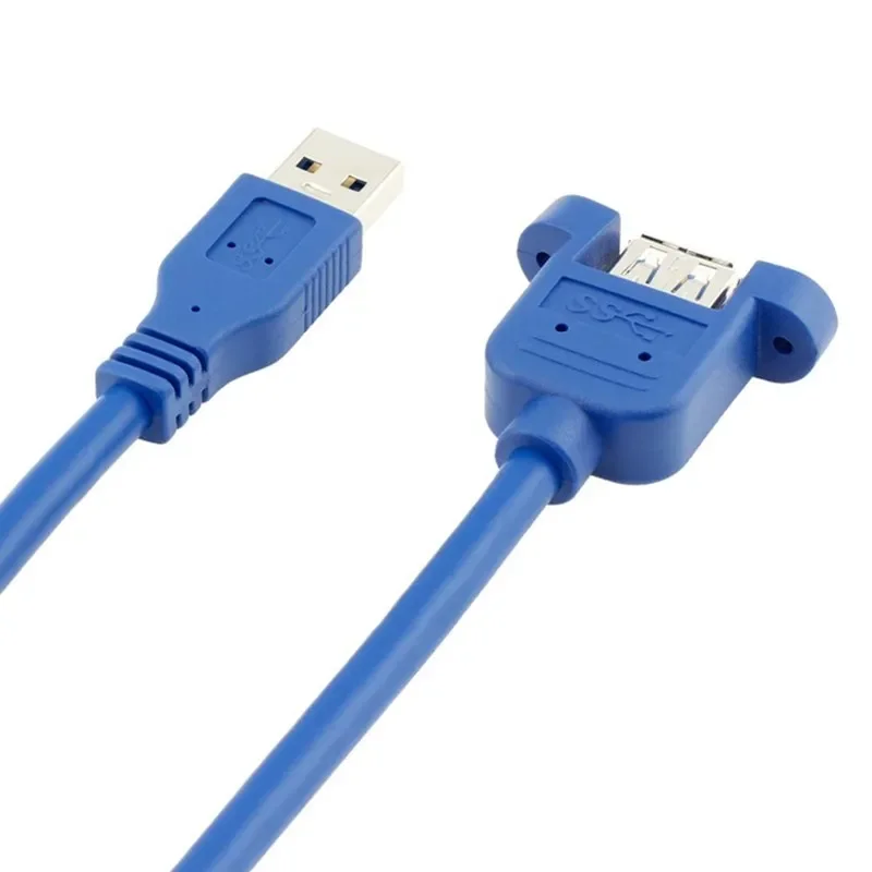 USB 3.0 Male to Female Extension Cable with Screw Hole Can Lock Panel Mount Cable for PC Laptop