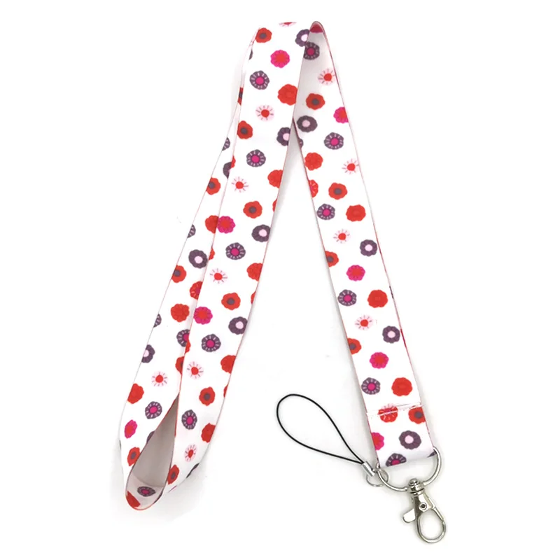 Fresh Red Flowers Lanyard for Keys Phone Cool Neck Strap Lanyard for Camera Whistle ID Badge Cute webbings ribbons Gifts