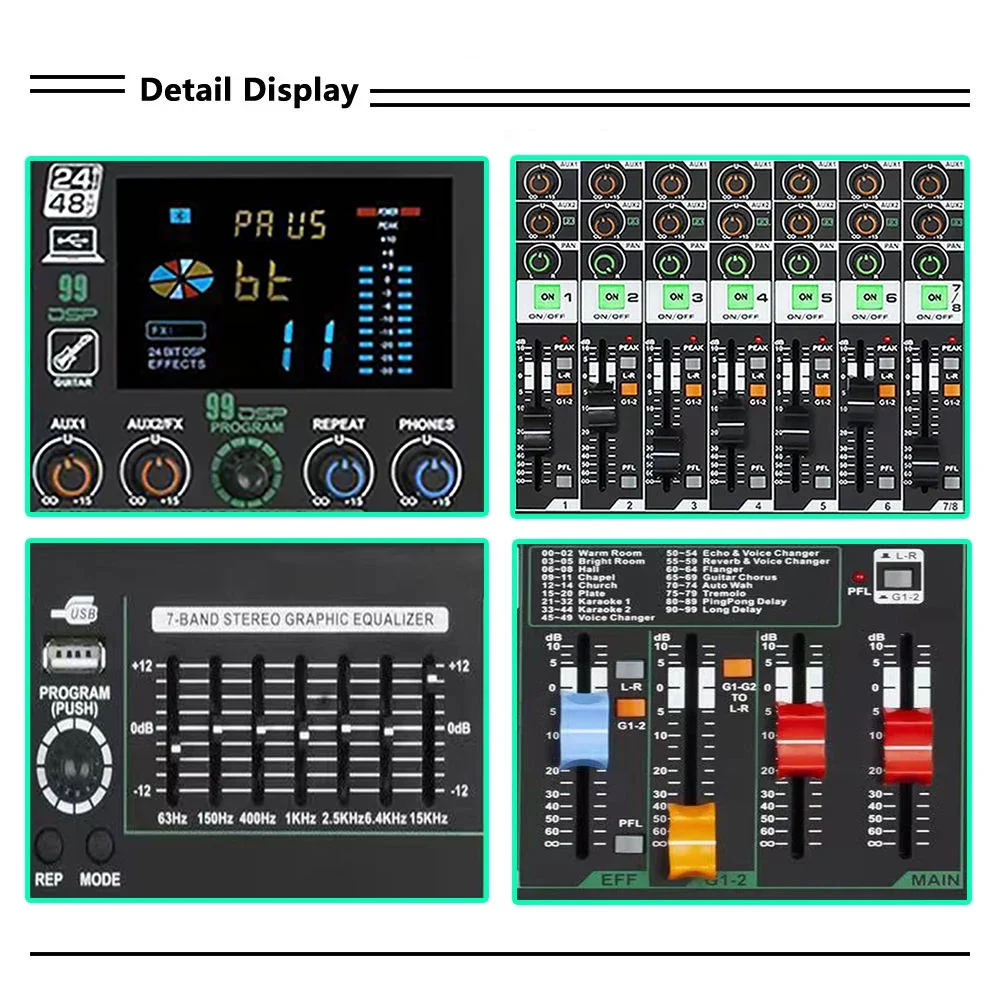MIC-XT12 Professional 12 Channel Mixing Console 99DSP MixerStudio Audio Mixer 24Bit 48V Audio Mixer
