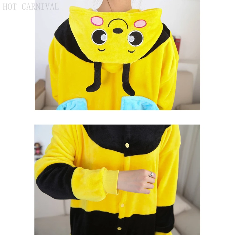 Yellow Bee Kigurumi Onesies Pajamas Cartoon Animal Cosplay Pyjamas Adult Onesies Party Dress Halloween Stage Performance Custome - view 5