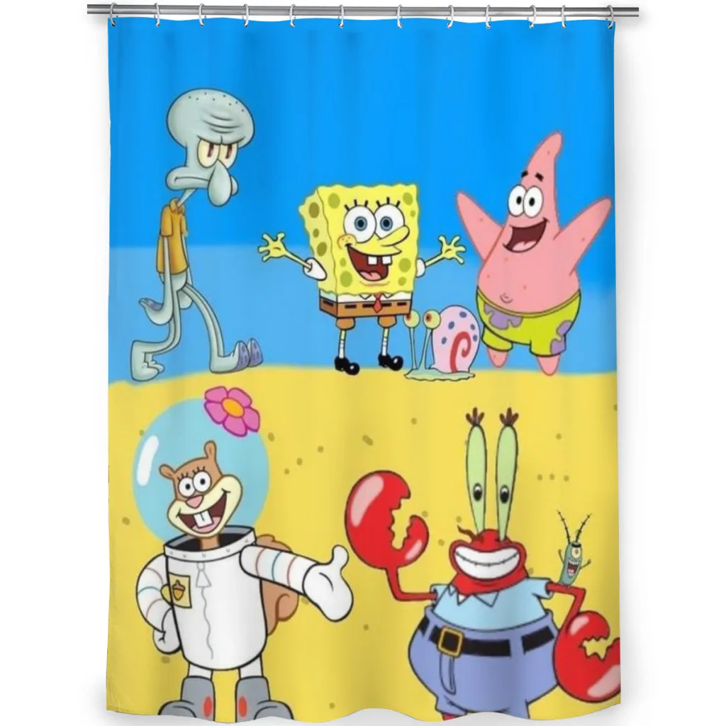 Shower curtain Bathroom  SpongeBob SquarePants decor Modern household items Bathroom curtain Graduation gift Festival gift