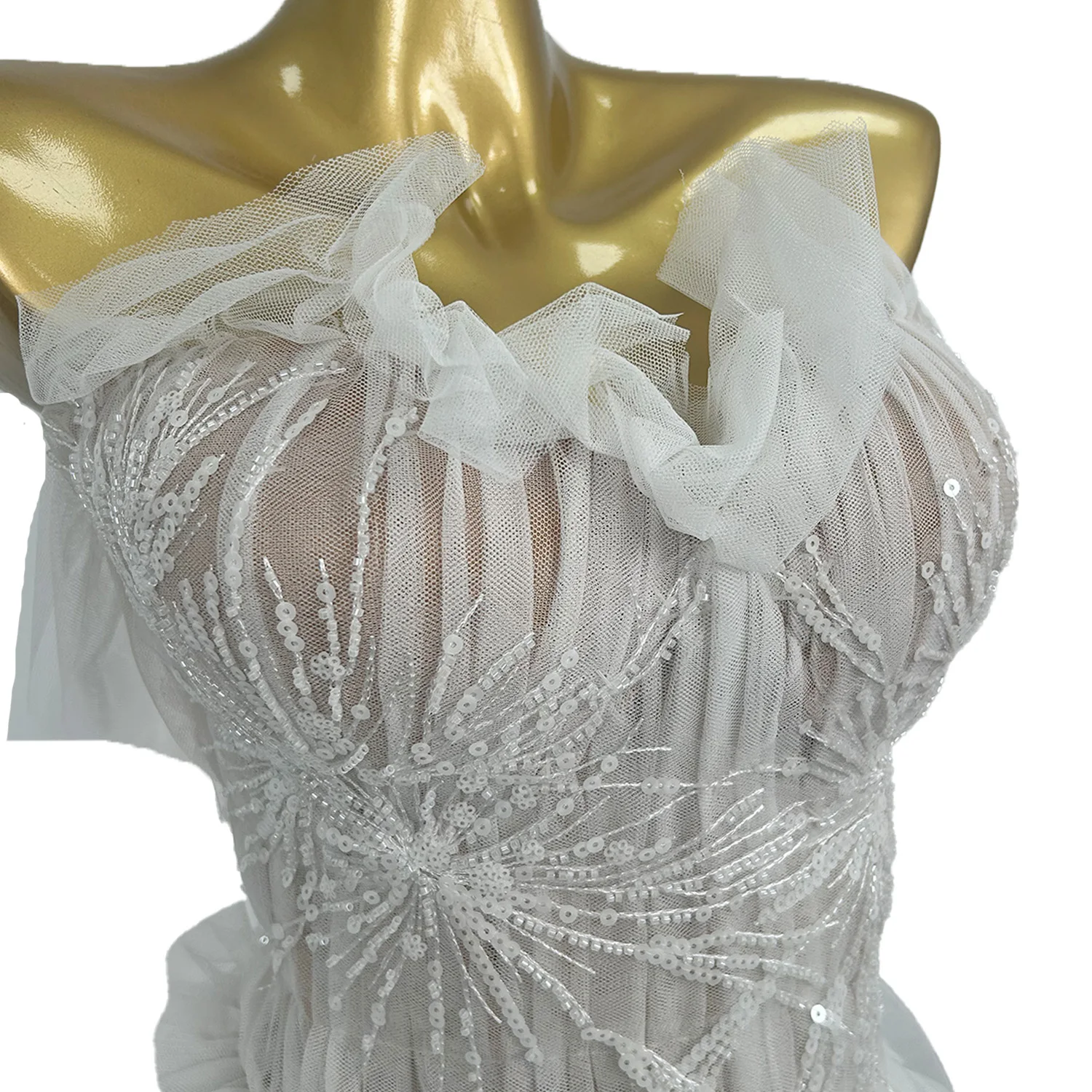 ผู้หญิงพรหมชุด Elegant Strapless Tulle ตาข่ายชุดวันเกิดฉลองปาร์ตี้ Queen ชุดยาว Carnival Night Club สวม Boboji