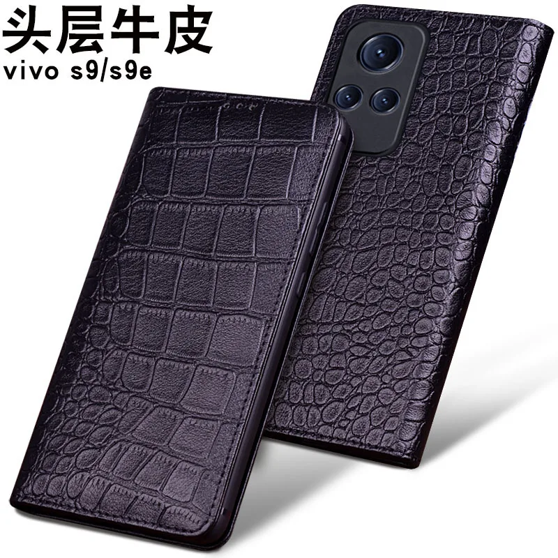 

Hot New Luxury Genuine Leather Flip Phone Case For Vivo S9 Se Leather Half Pack Phone Cover Cases Shockproof