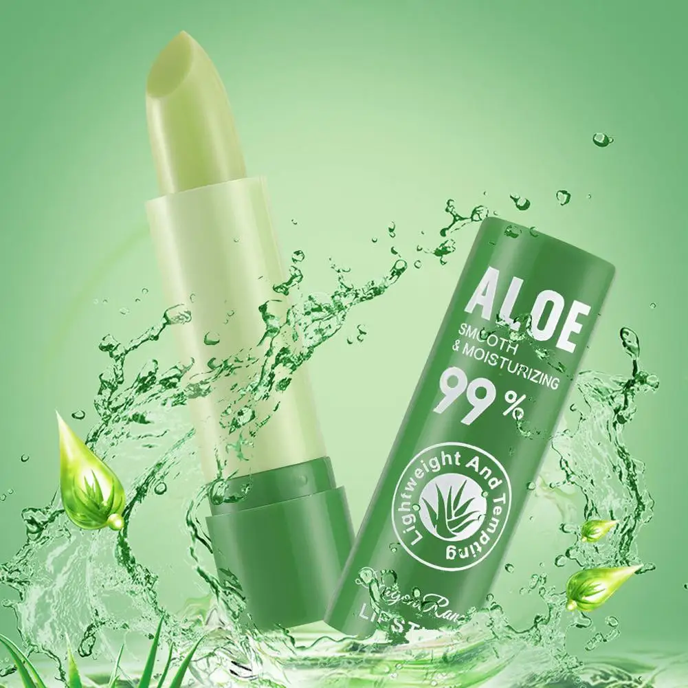 New Aloe Vera Moisturizing Lipstick Long Lasting Nouritious Changing Lipgloss Temperature Makeup Balm Lip Comestics Lip Col S5W3