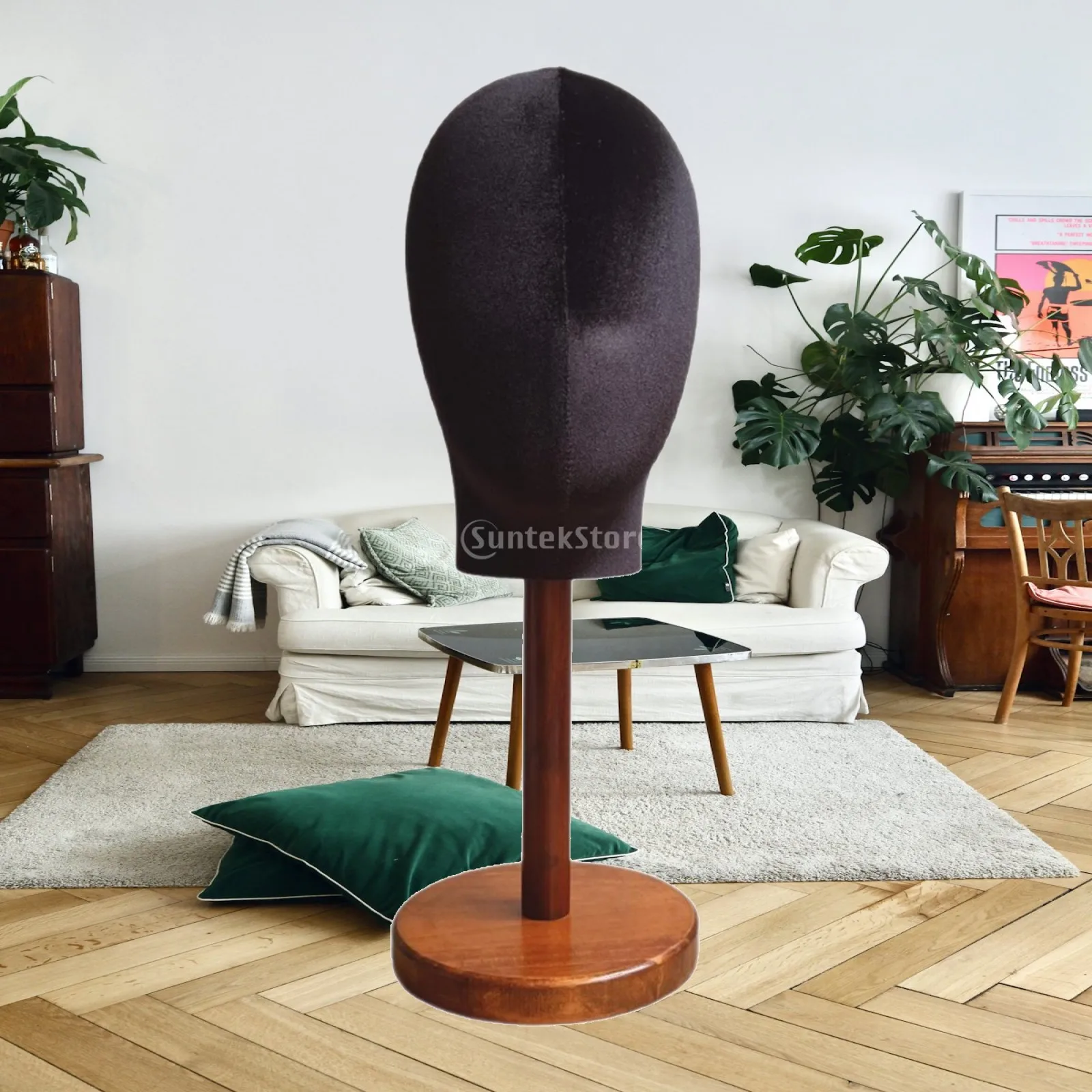 Mannequin Head with Wooden Base Countertop Head Mannequin Sturdy for Milliners