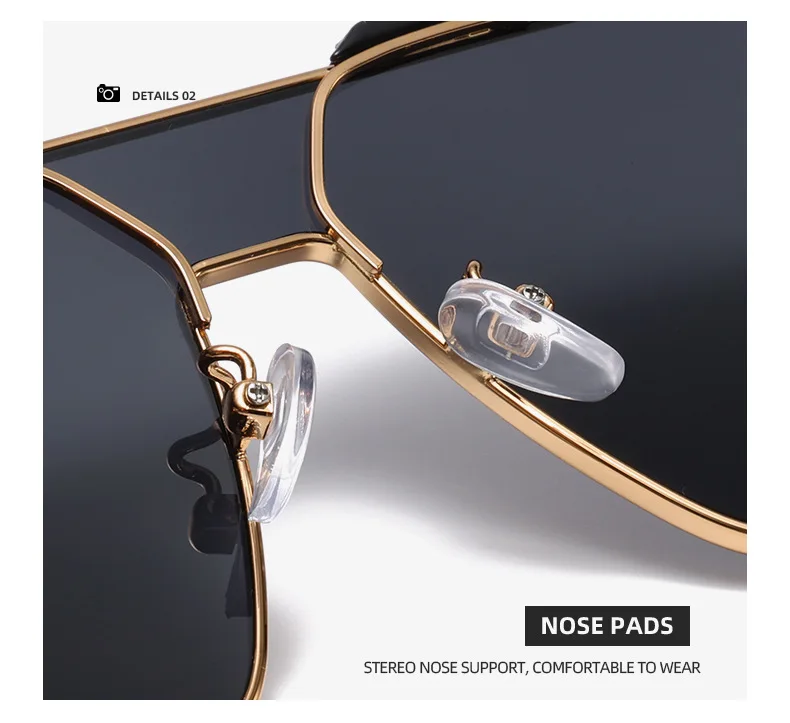 Modische Doppelstrahl-Sonnenbrille mit großem Rahmen, polygonale Sonnenbrille, modische Sonnenbrille im konkaven Stil 31758 – Detail 7