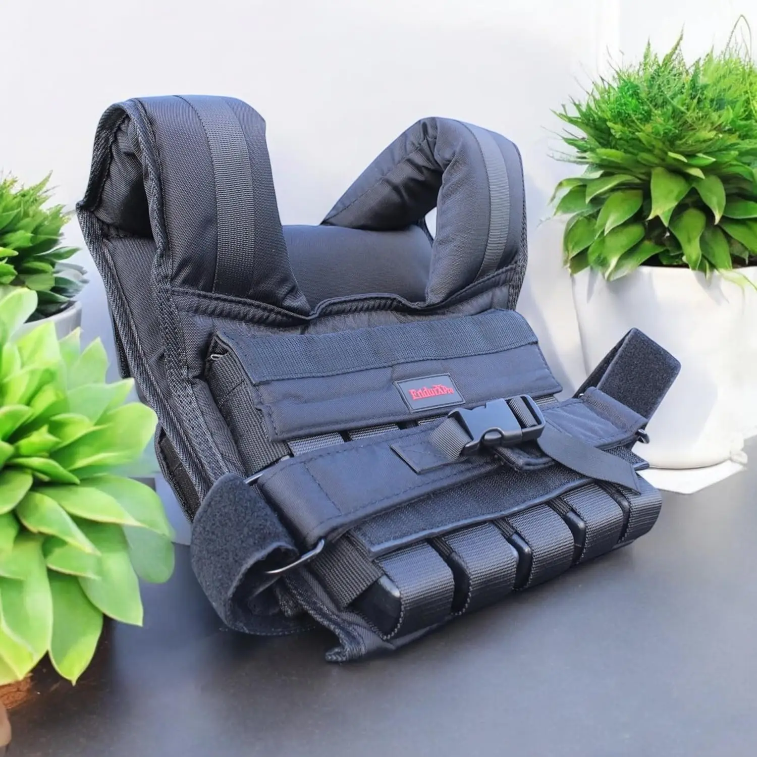 سترة مرجحة 25 رطل - سترة تمرين مرجحة مع أوزان حديدية قابلة للإزالة، سترة تمرين مرجحة شديدة التحمل للتدريب الوظيفي #5