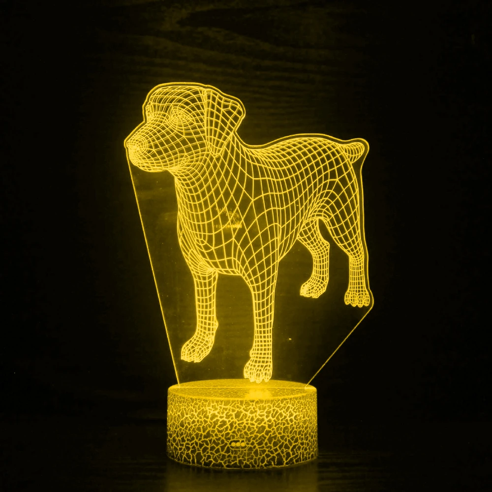 Nacht LED-nachtlampje voor kinderen 3D schattige puppy nachtlampje 7-kleur veranderende acryl hondenlamp kamer decor kerst verjaardagscadeau