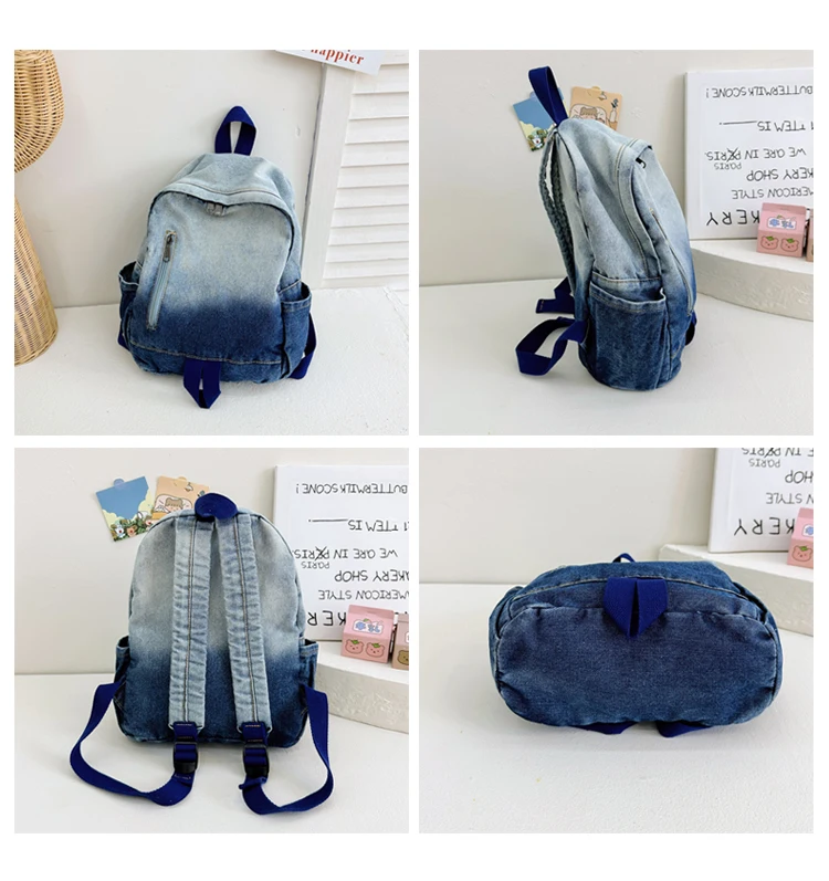 Casual denim donna zaini bambini borsa a tracolla da viaggio Daypack studenti bagpack borse da scuola da Cowboy per ragazza bolsas blue