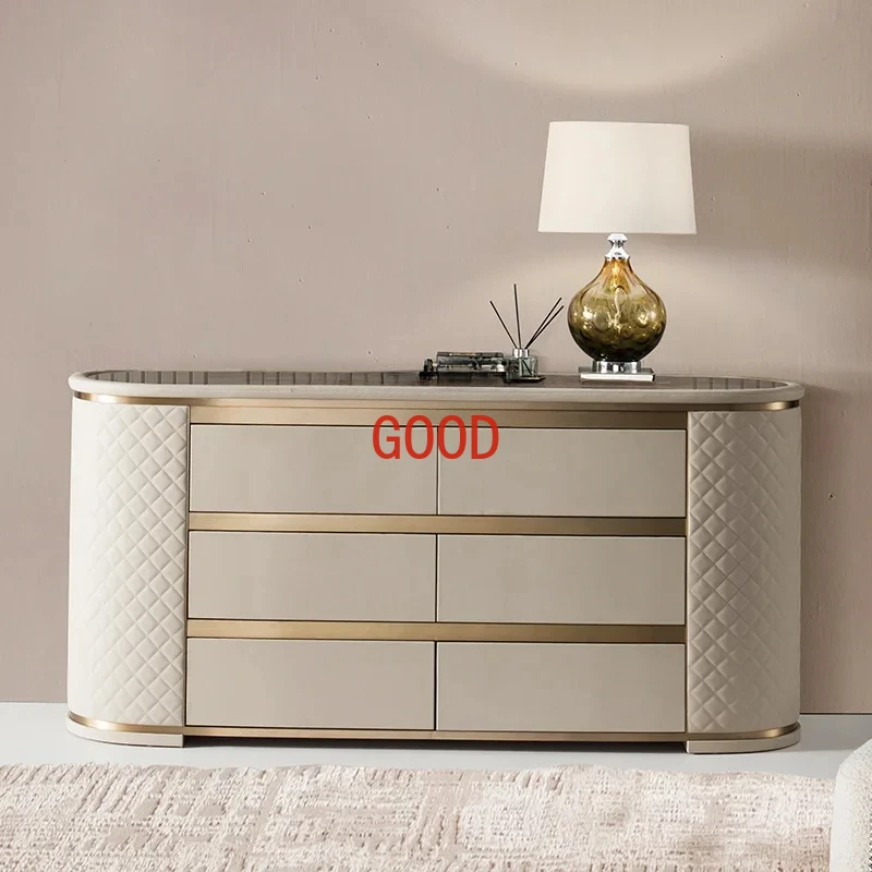 

Italian Minimalist Stone Plate TV Bench for Bedroom Light Luxury Modern Minimalist High-End Master Bedroom Room