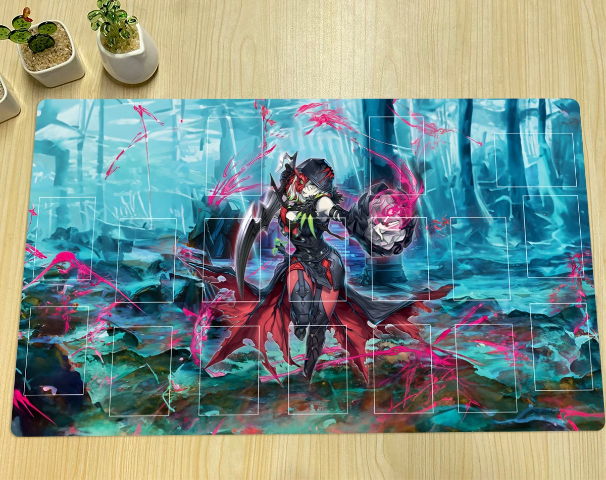 YuGiOh Diabellstar The Black Witch Playmat TCG CCG Mat Board Game Trading Card Game Mat Rubber Mouse Pad Free Bag 600x350x2mm