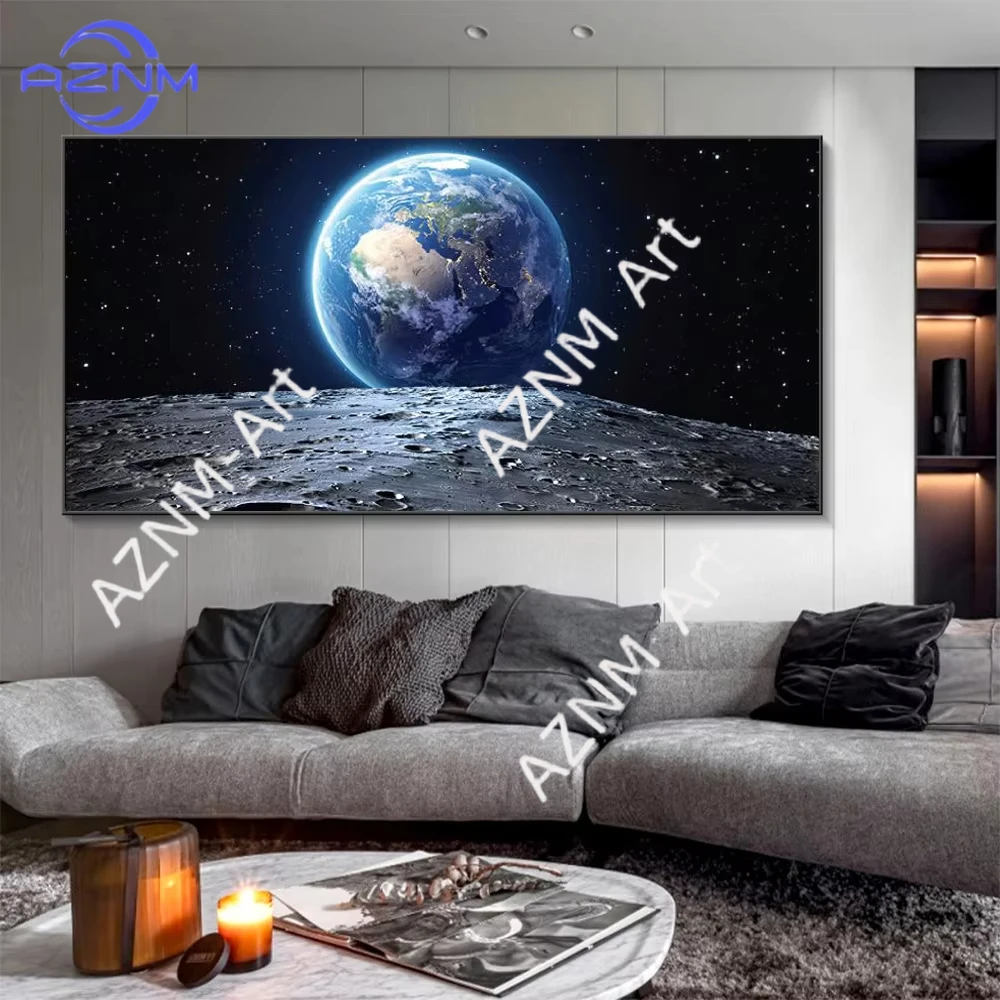 1 Stück, Sonnensystem Erde Mond Wandkunst Poster Astronaut Wandbild Moderne Heimdekoration Leinwandgemälde Bilder Drucke Wohnzimmer