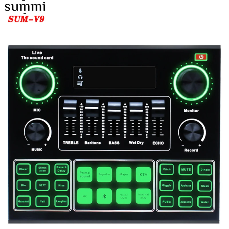 

SUM-V9 factory wholesale 2021 New V9 Bt USB Sound Card Live Streaming External Sound Card