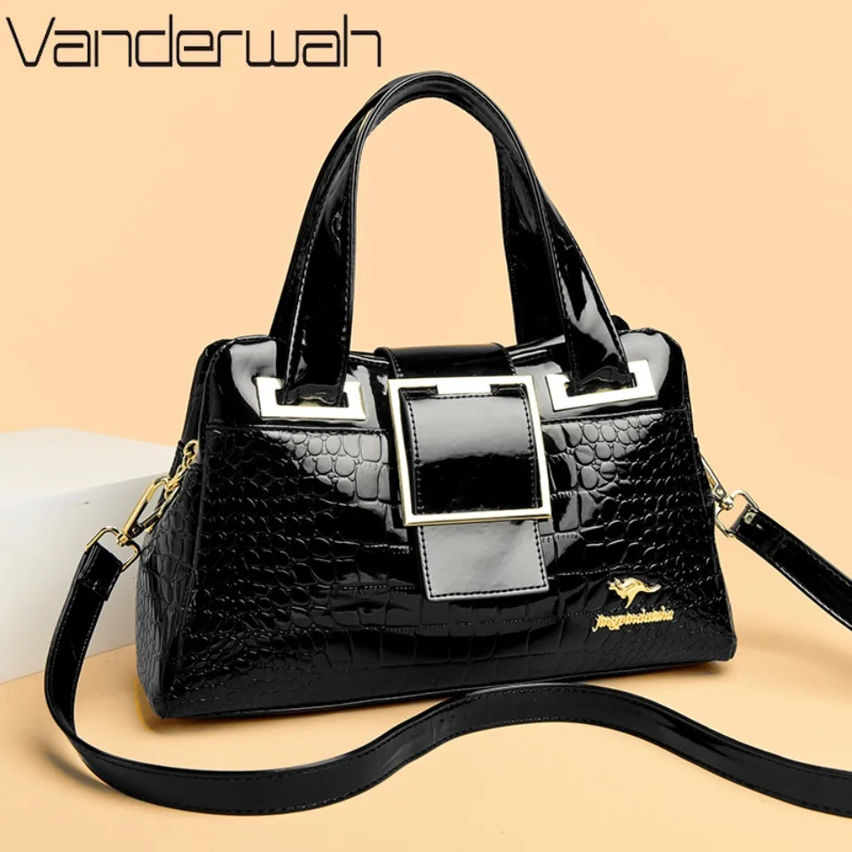 

Genuine Brand Crocodile Grain Tote Bag 2 Layer Large Capacity Ladies Luxury Handbags Designer Shoulder Crossbody Bags for Women