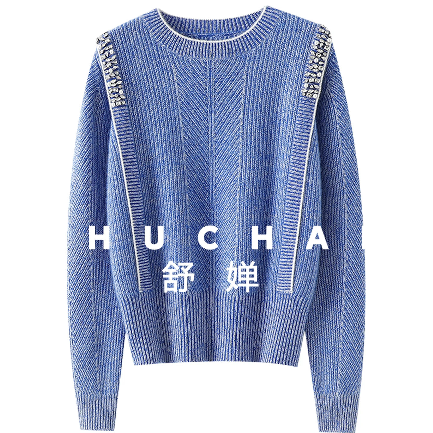 

Hand-sewn Drill Thickened 100% Pure Cashmere Sweater Women's Crew Neck Sweater Autumn and Winter 360g