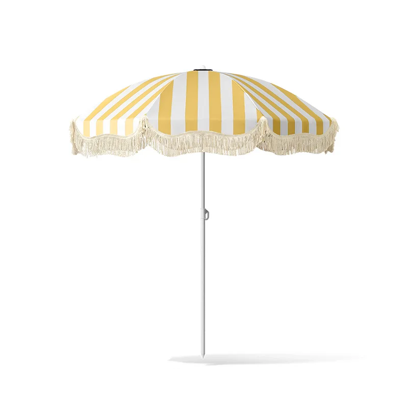 Tassel Umbrella Outdoor Parasol Beach Garden Courtyard Large Umbrella Spread Out Sun Umbrella