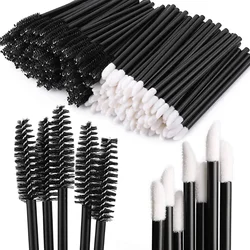 CNKESS 50PCS Disposable Eyebrow Eyelash Brushes 50PCS Lip Brushes  Mascara Wand Makeup Applicators Kit Eyelash Extension Brush