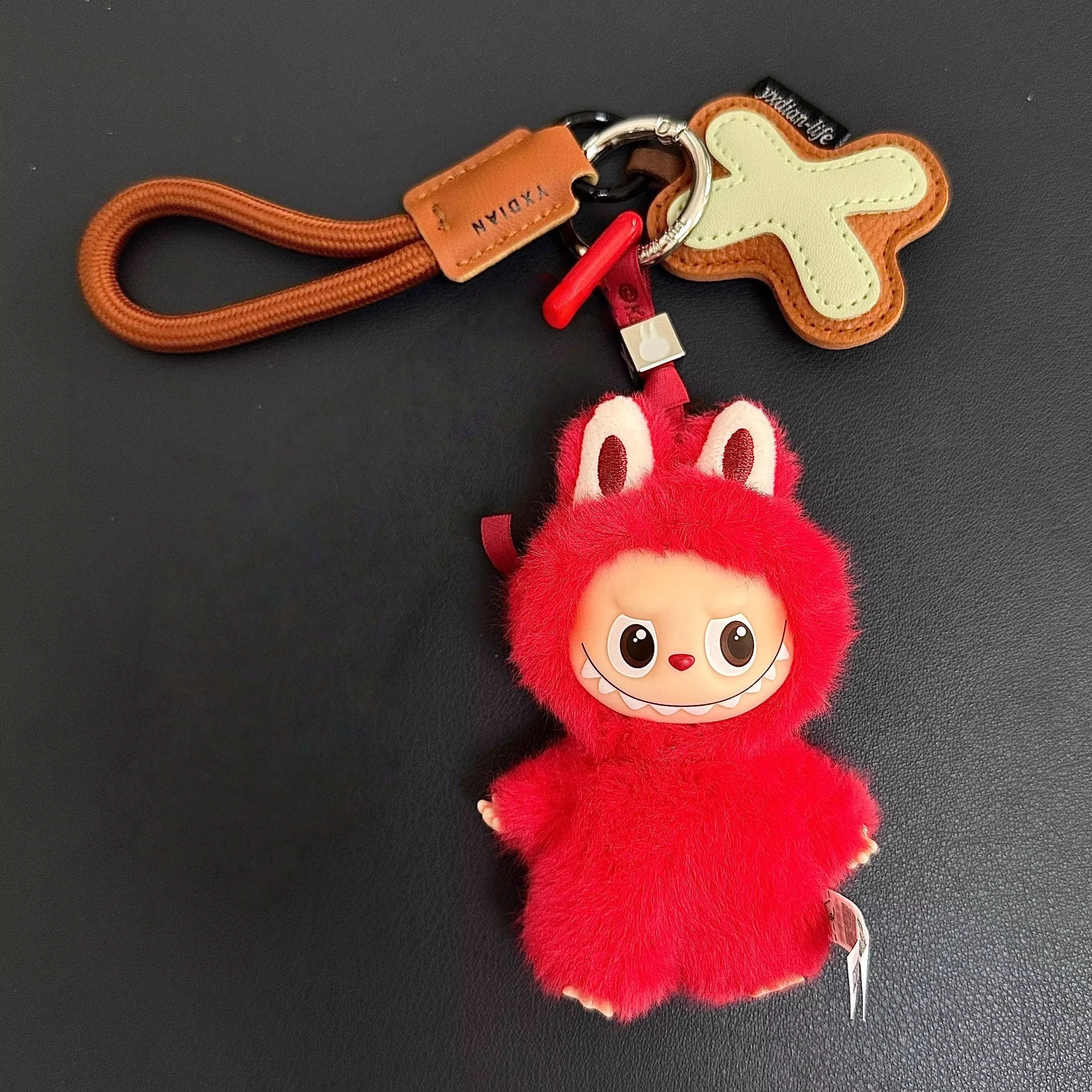 

Accessories For Labubu 4th Generation Labubu 4.0 Leather Letter Lanyard 10cm Mini Labubu Doll Pendant & Keychain