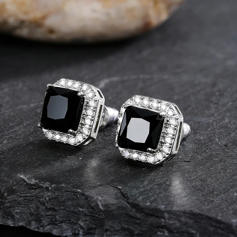 Huitan Ohrstecker mit rechteckigem/quadratischem grünem kubischem Zirkon für Damen, elegante Party-Accessoires, Jahrestagsgeschenk, zeitlose Damen-Ohrringe – Detail 29
