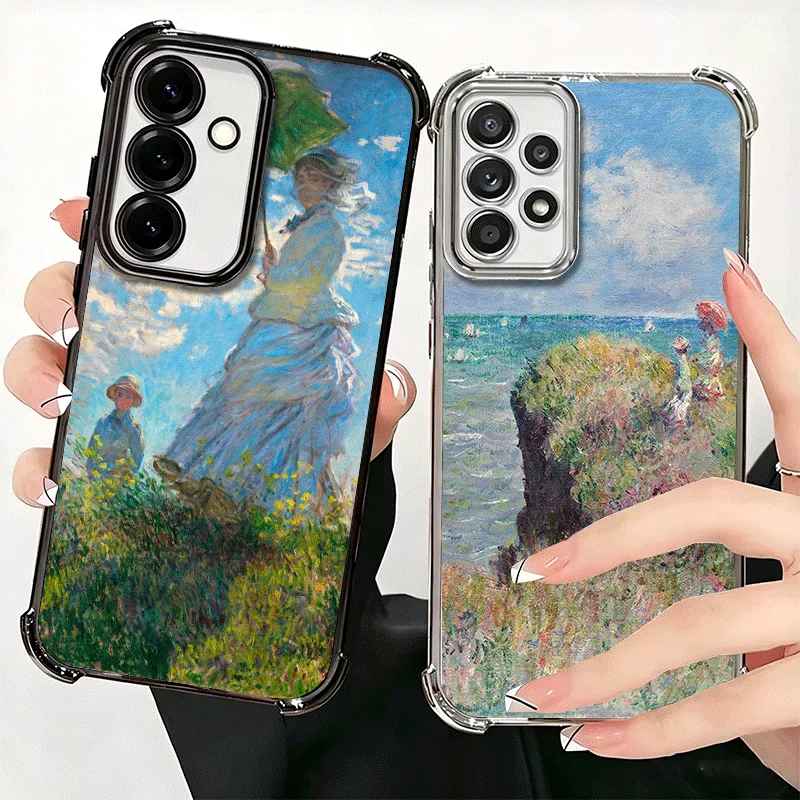 Claude Monet Oil Painting Plating Phone Case For Samsung A17 A57 A27 A37 A16 A56 A26 A36 A15 A55 A25 A35 A14 A54 A24 A34 A13 A53