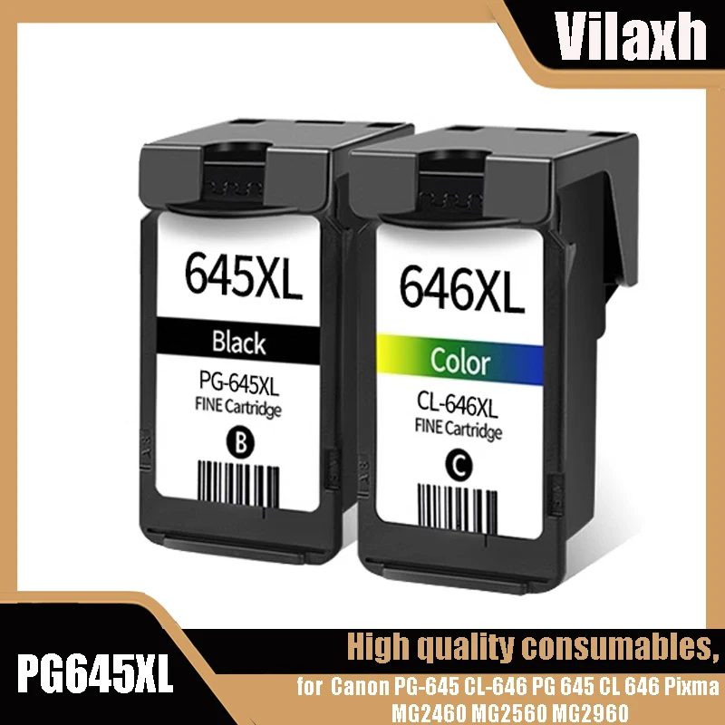 kit de cartucho de tinta vilaxh para substituicao pg645 cl646 canon pixma mg2400 mg2460 mg2560 mg2580 mg2960 mg2965 mx496 01