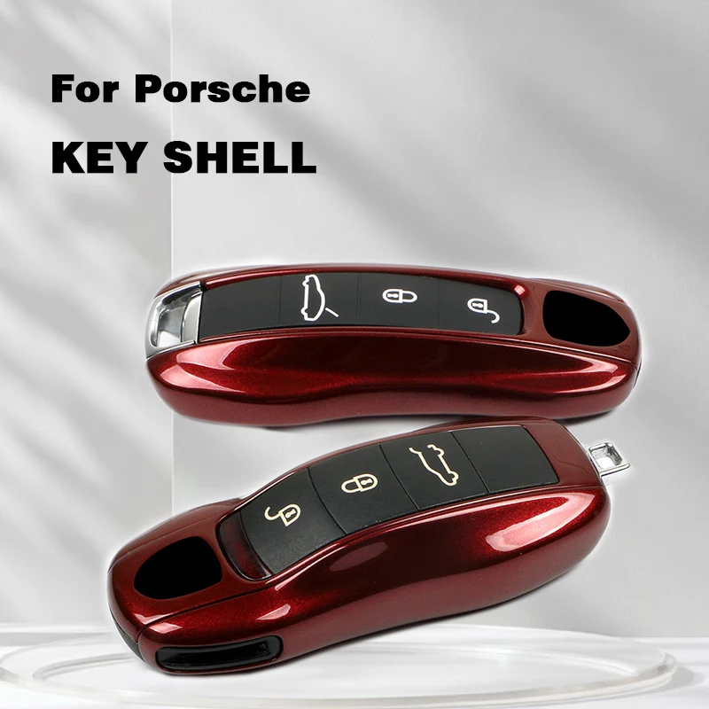 

Fob Remote Keys Case Shell Replace Original Car Paint Surface Cherry Red For Porsche 911 Panamera Cayenne Macan 718 all series
