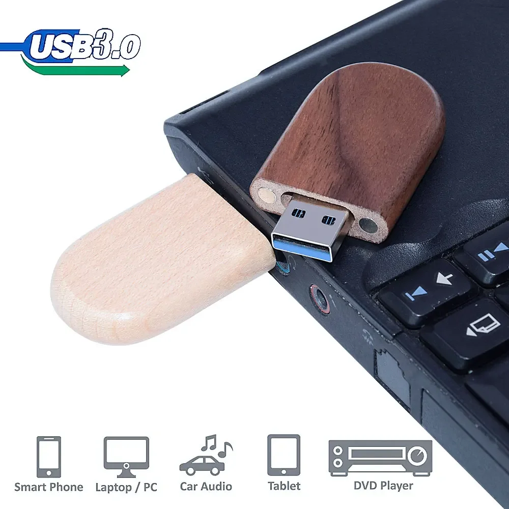 Wooden USB 3.0 Flash Drives  128GB Pen Drive 64GB 32GB Bamboo Memory Stick Creative Business Gift USB Stick