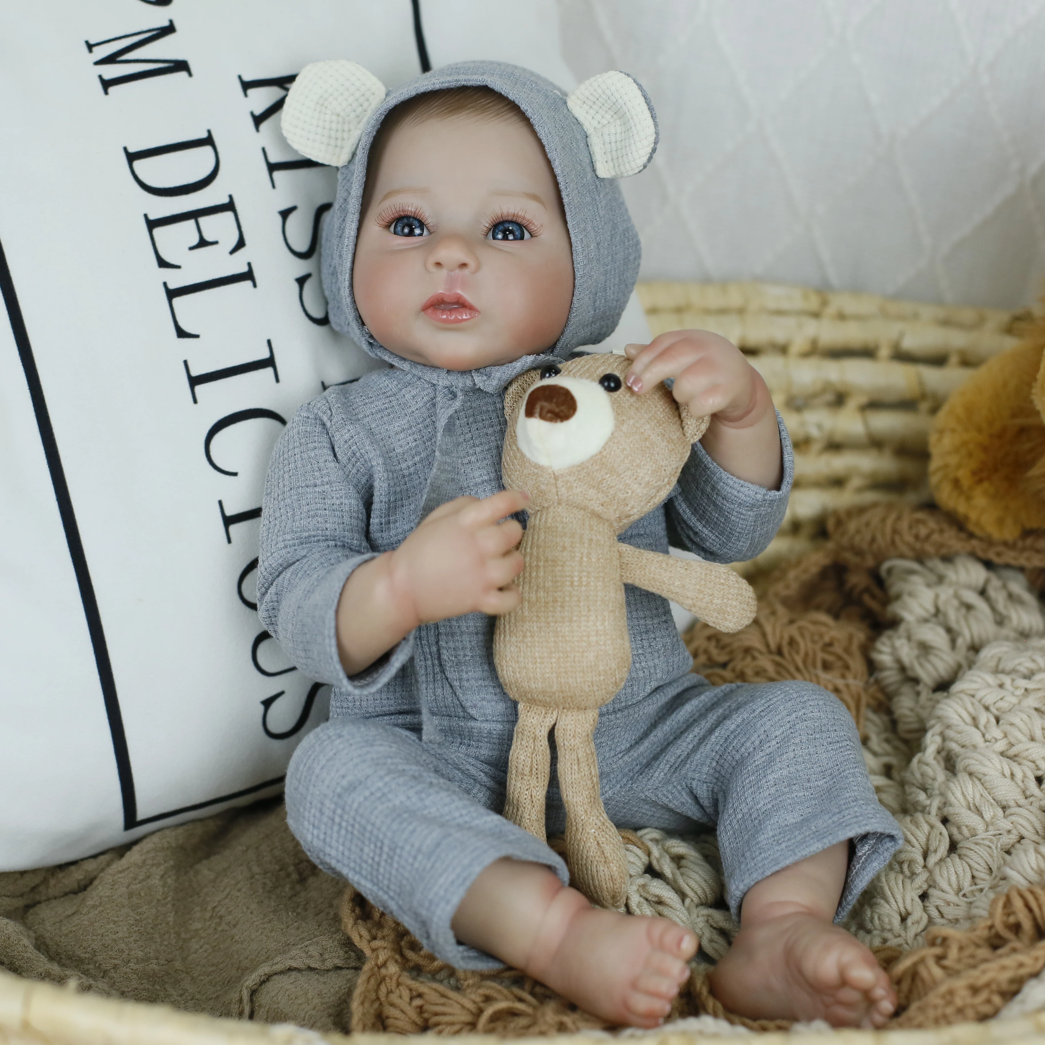 18インチ 45cm 3Dペイント リボーンドール シリコンビニール製 リアルなベビードール 手作り リボーンドール アクセサリー付き ギフトセット