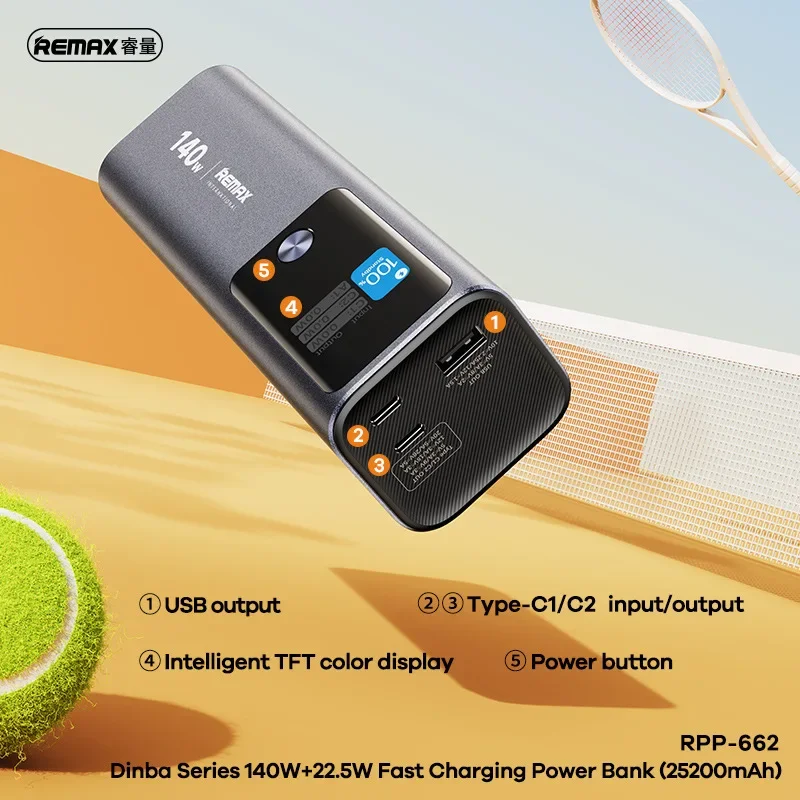 Remax 고전력 고속 충전 보조배터리, 휴대폰 맥북 노트북 충전, 140W, 25200mAh, 22.5W 