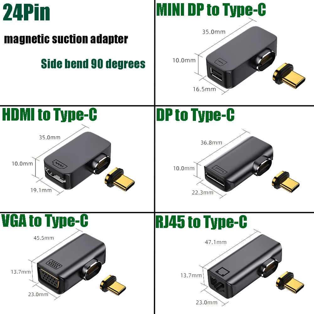 

1 шт., адаптер с магнитным всасыванием типа C на Minidp/hdmi/vga/dp/rj45, 4K, 60 Гц