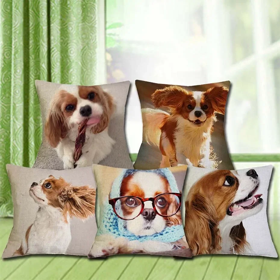 Cavalier King Charles Spaniel Printed Series Sofa Creative Cushion Cover Simple Pillowcase Home Decor Party