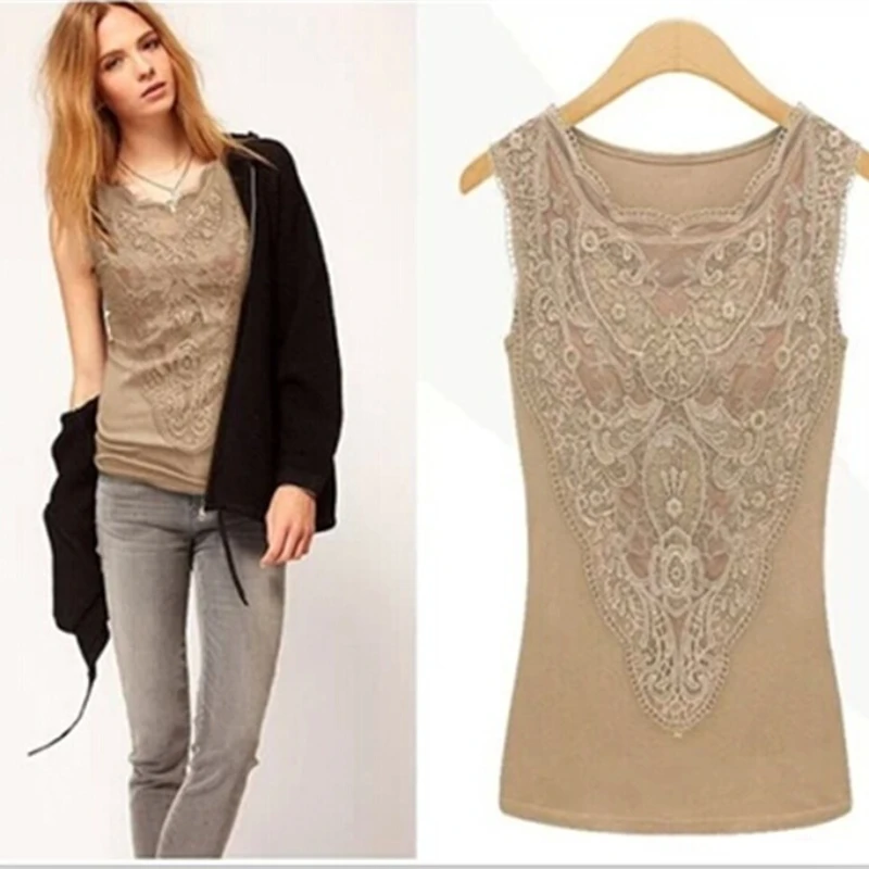 Nouveau Femmes chemise décontracté Sexy couverture en dentelle mince gilet fond