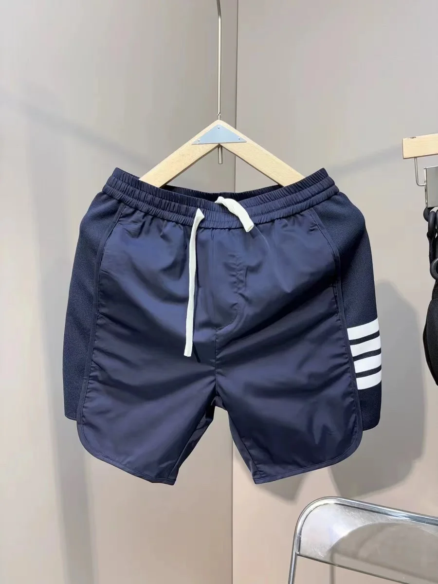

Trendy Patchwork Knitted orts Casual Men's Breathable Color Straight Leg Summer orts Polyester Fiber Youth Faion