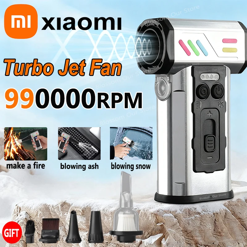 Alat Pembersih Mobil Xiaomi Turbo Jet Blower 990000RPM dengan Nozel Panjang, Peniup Udara Listrik, Penyedot Debu Mobil, Kipas Turbo Jet