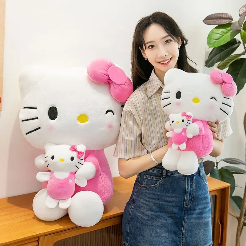 

Sanrio Hello Kitty Plush Toy, Cuddly Mother Cat with Kitten Doll, Kawaii Stuffed Animal Pillow Gift for Girls