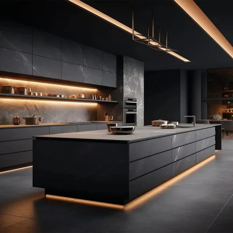 Modern Modular Kitchen Cabinet Luxury Design Kitchen Furniture Villa Kitchen Cabinet with Island