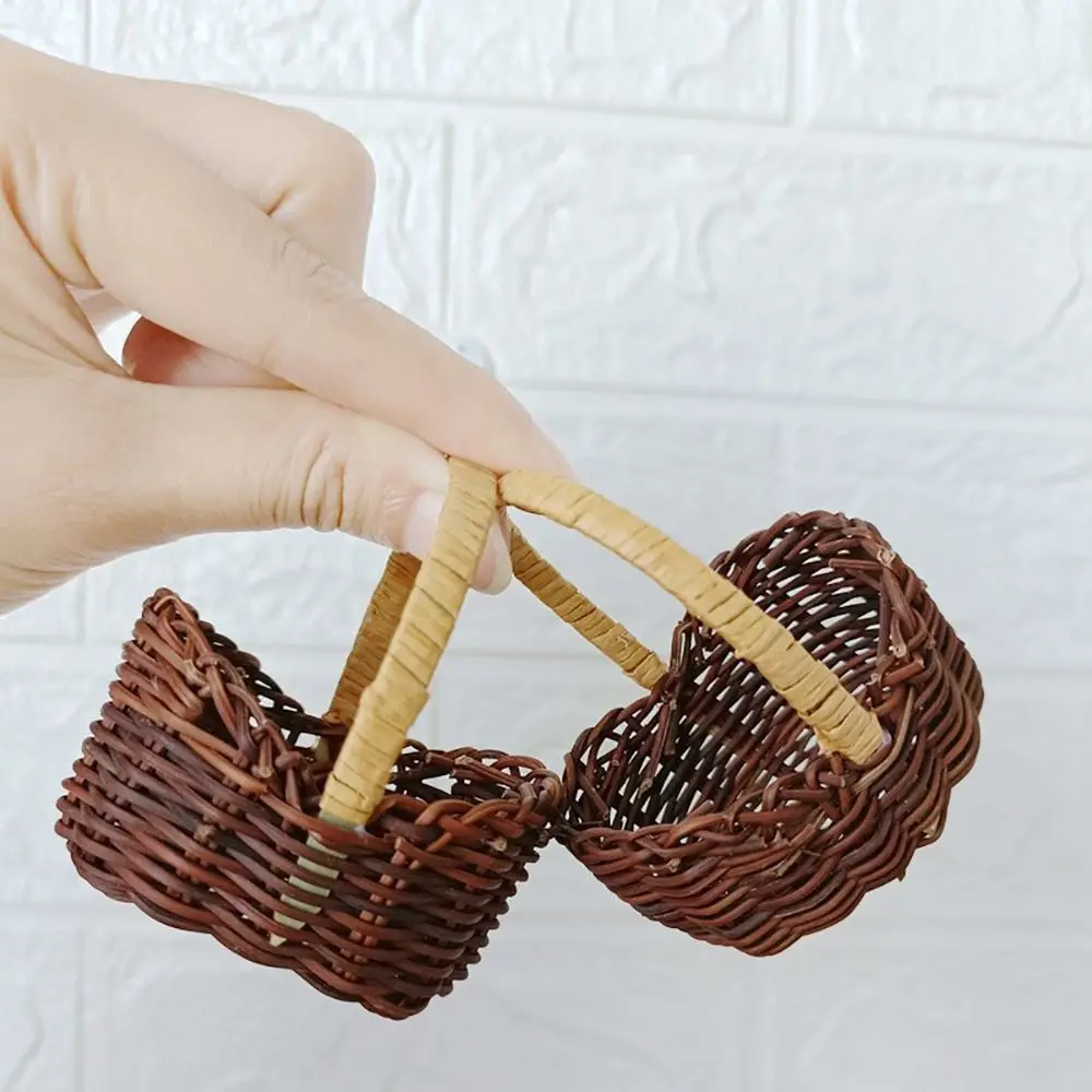 Mini Braid Flower Baskets Accessories with Handle Flower Arrangement Basket Home Office Decor Party Supplies Weaving Basket