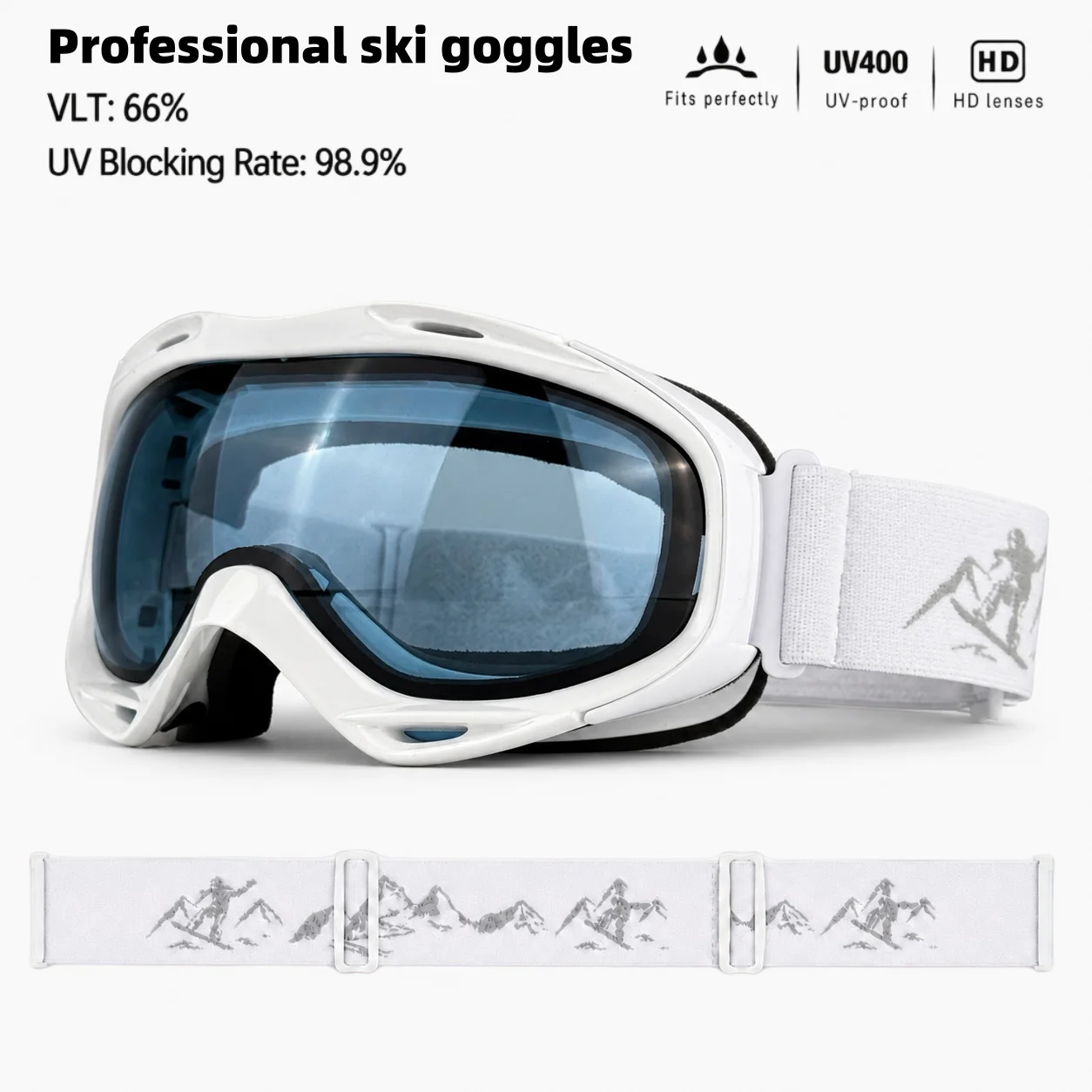 Snow Goggle Uv - HD レンズスキーゴーグル UV400 UV 保護防曇防風スノーボードメガネ調節可能なストラップ冬のスノースポーツゴーグル