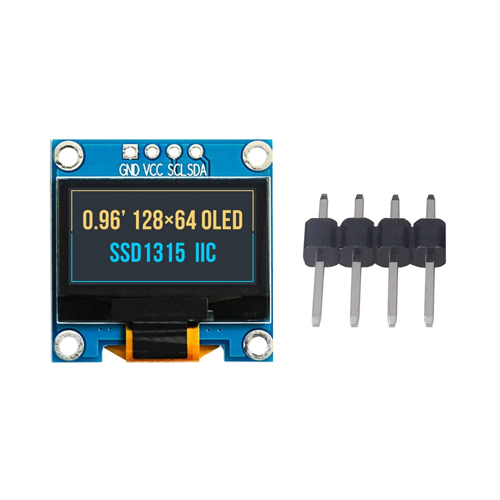 5pcs 0,96 Polegadas Módulos OLED Monocromáticos Display 128X64 IIC 4 Pinos LCD SSD1315 Branco Azul Amarelo 3.3V Tela Serial Para Arduino