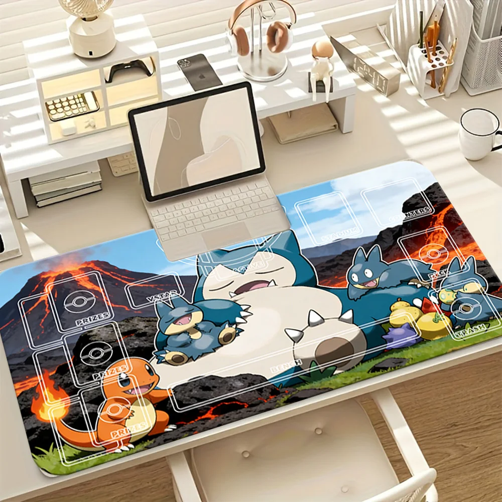 

Игровой коврик Snorlax Charmander Volcano Pokemon TCG, большой расширенный коврик для мыши, нескользящий настольный коврик